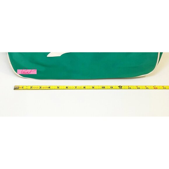 VINTAGE Puma Shoulder Bag Crossbody Green Ivory Bookbag Gym Weekend Zip Tote - Picture 13 of 15